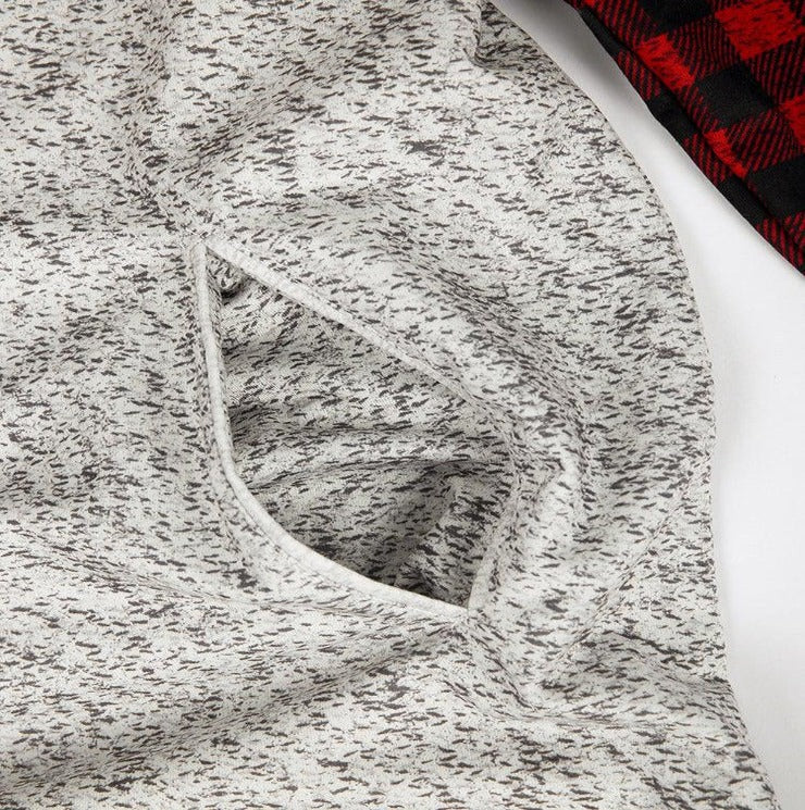Red and Black Plaid Snowman Buttoned Long Sleeve Sweatshirt