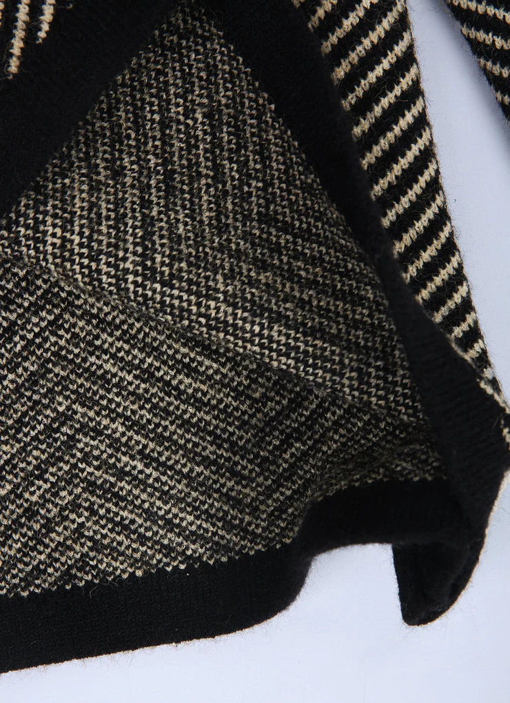 Apricot Chevron High Neck Sweater