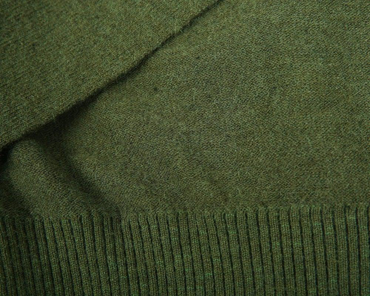 Olive Plunging V-Neck Sexy Sweater