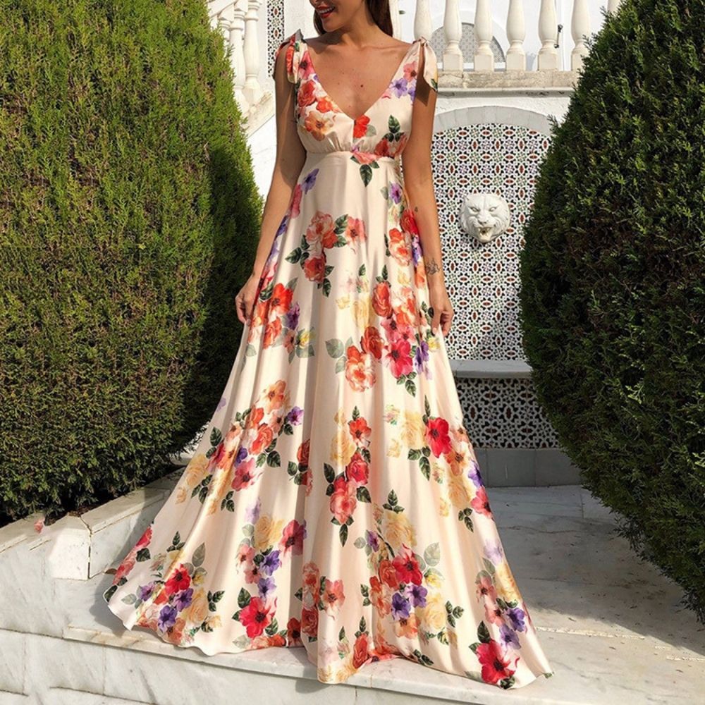 Summer Boho Backless Sleeveless Long Maxi Dress