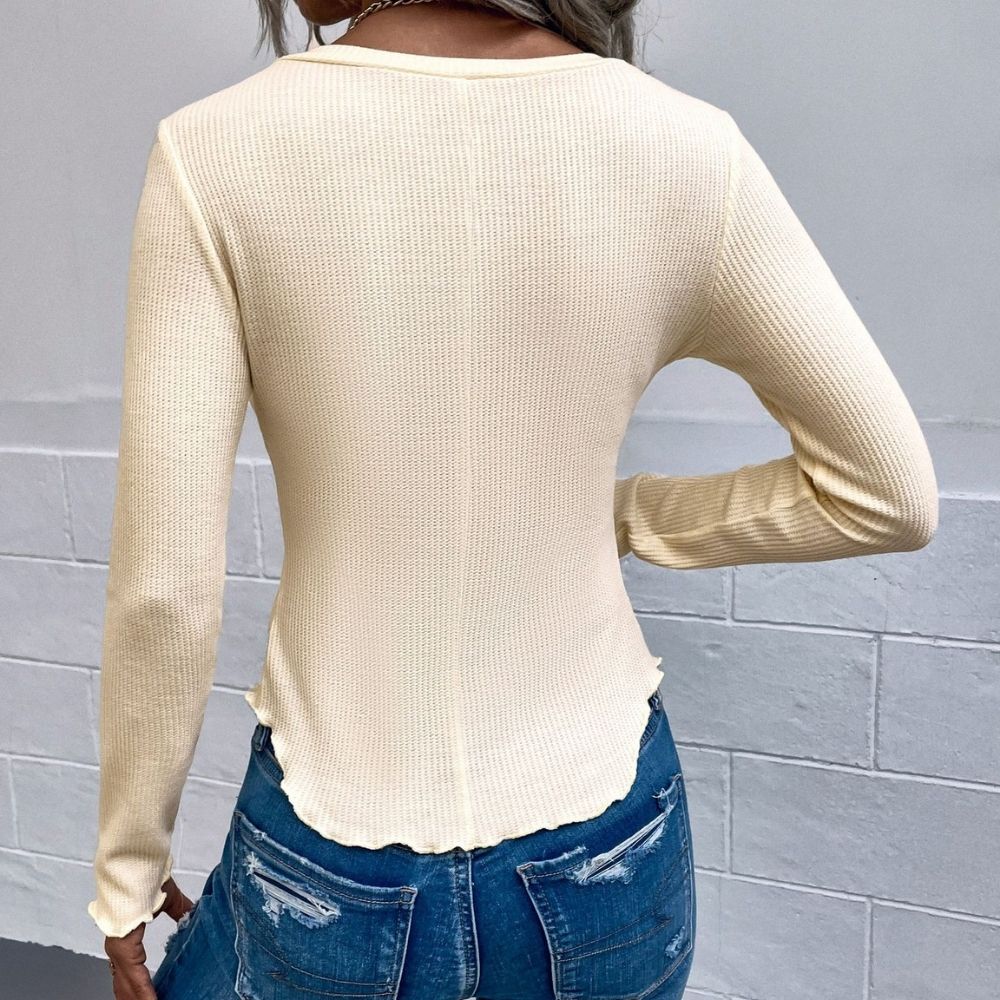 Snap Round Neck Top
