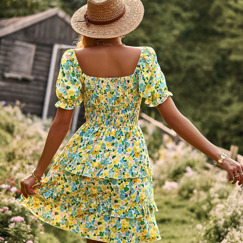 French Style Romantic Floral Print Dress