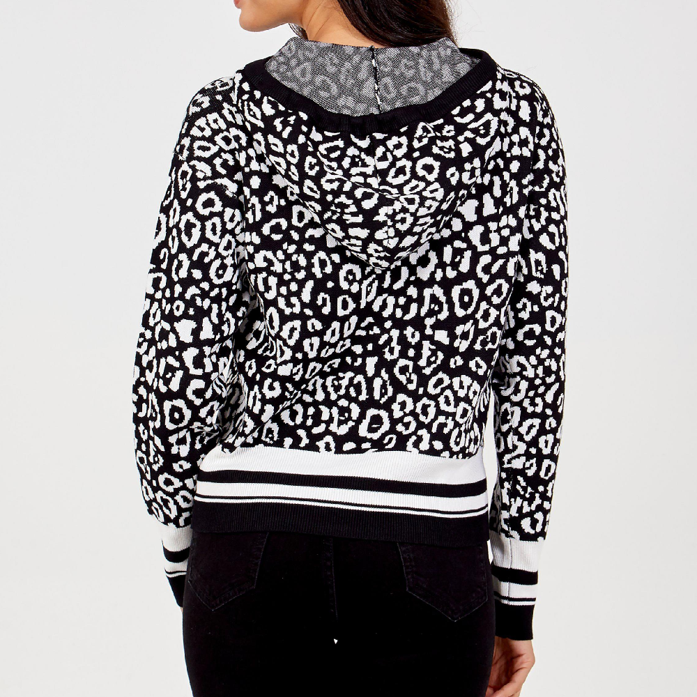 Animal Print Long Sleeve Casual Pullover Hoodie