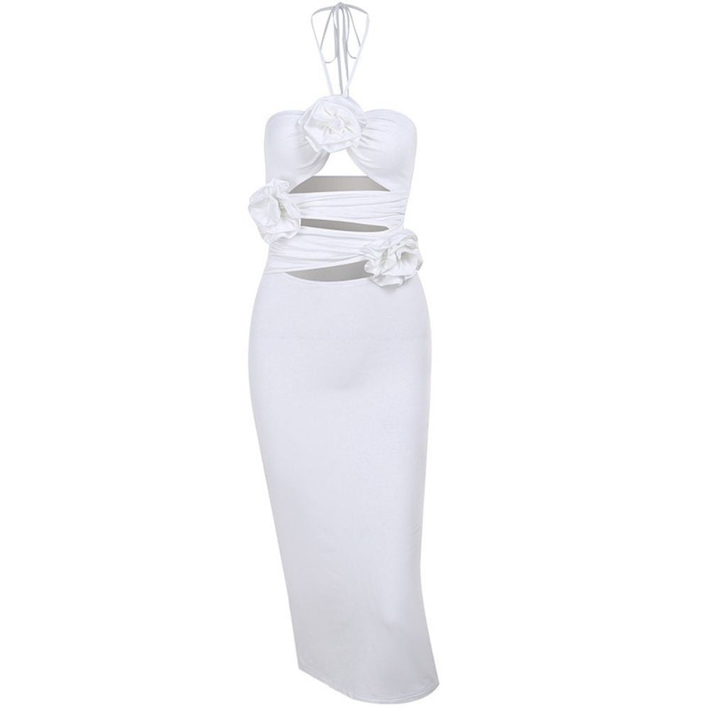 Hollowed Out Slim Shrink Pleate dress