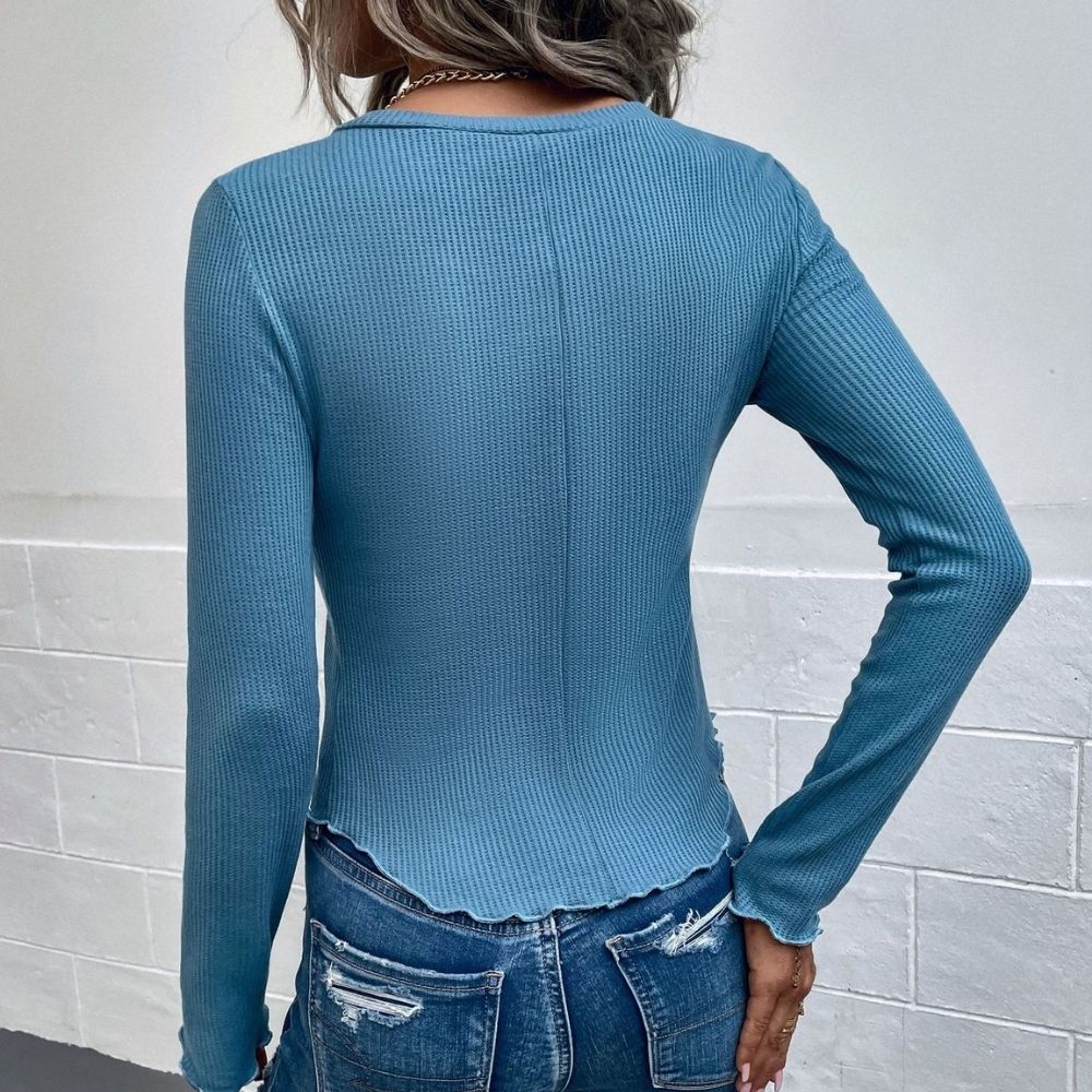 Snap Round Neck Top