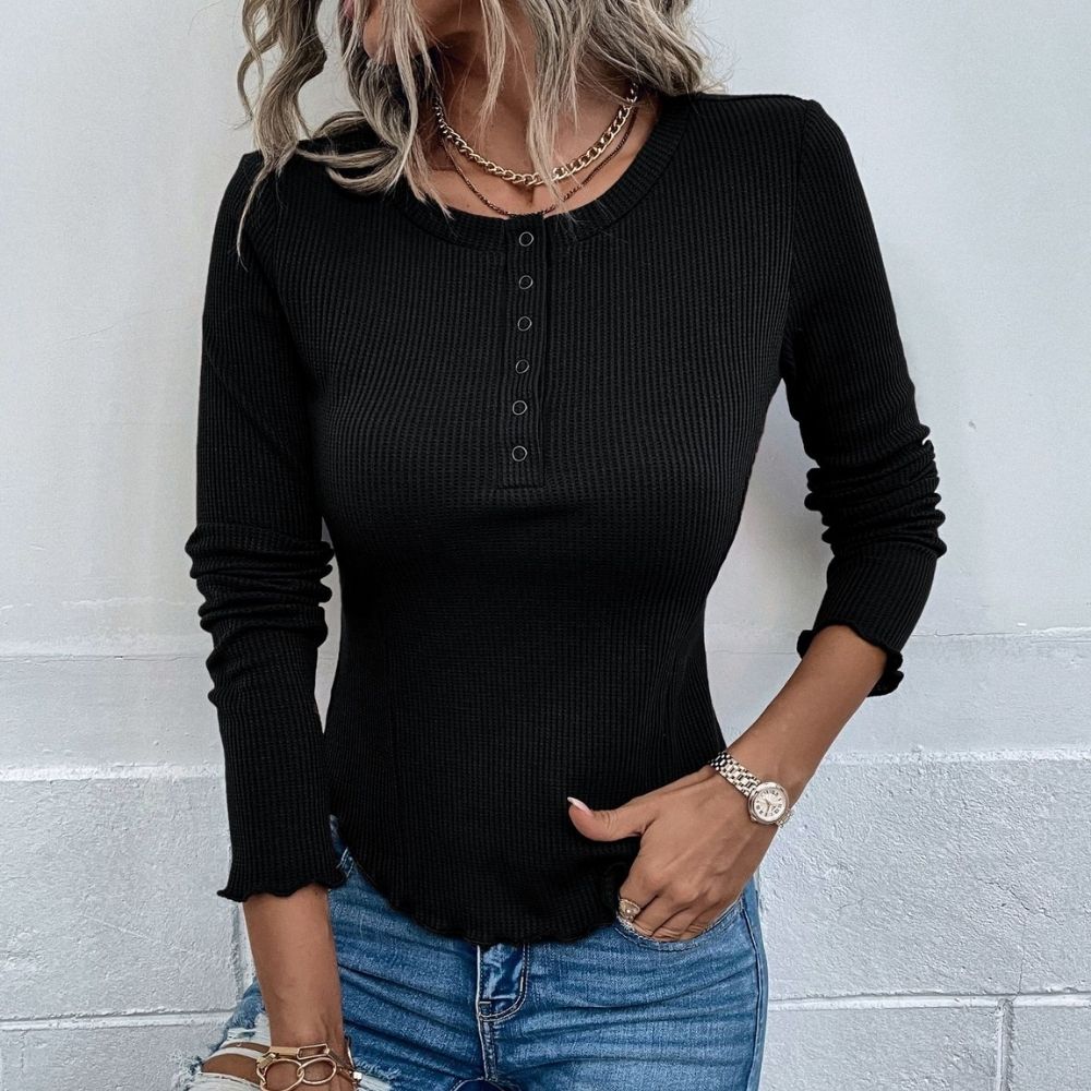 Snap Round Neck Top