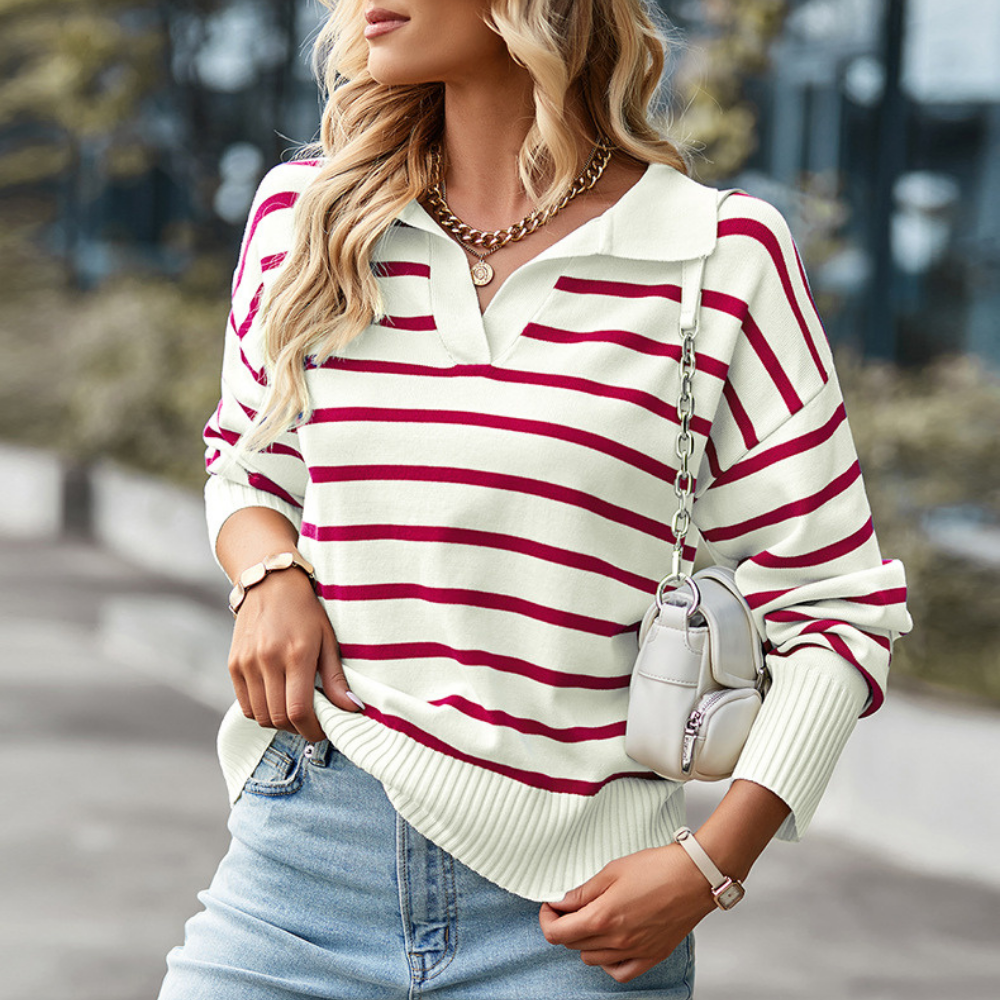 Striped Pattern Drop Shoulder Top