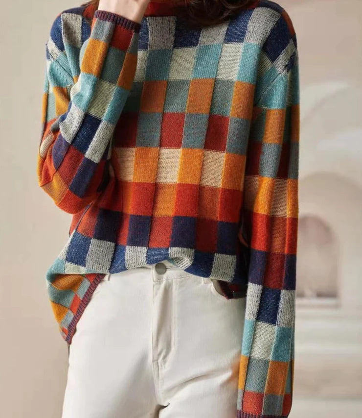 Autumn Cashmere Couture Plaid Turtleneck Sweater