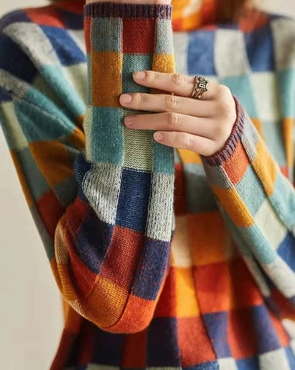 Autumn Cashmere Couture Plaid Turtleneck Sweater