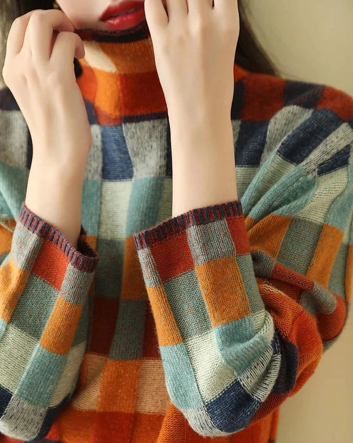 Autumn Cashmere Couture Plaid Turtleneck Sweater