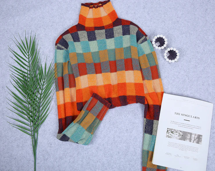 Autumn Cashmere Couture Plaid Turtleneck Sweater