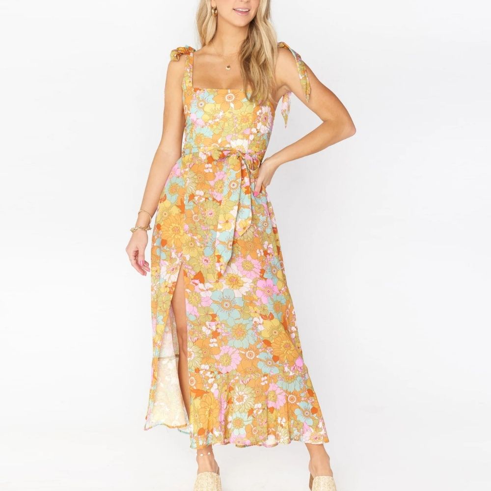 Back double bow midi dress