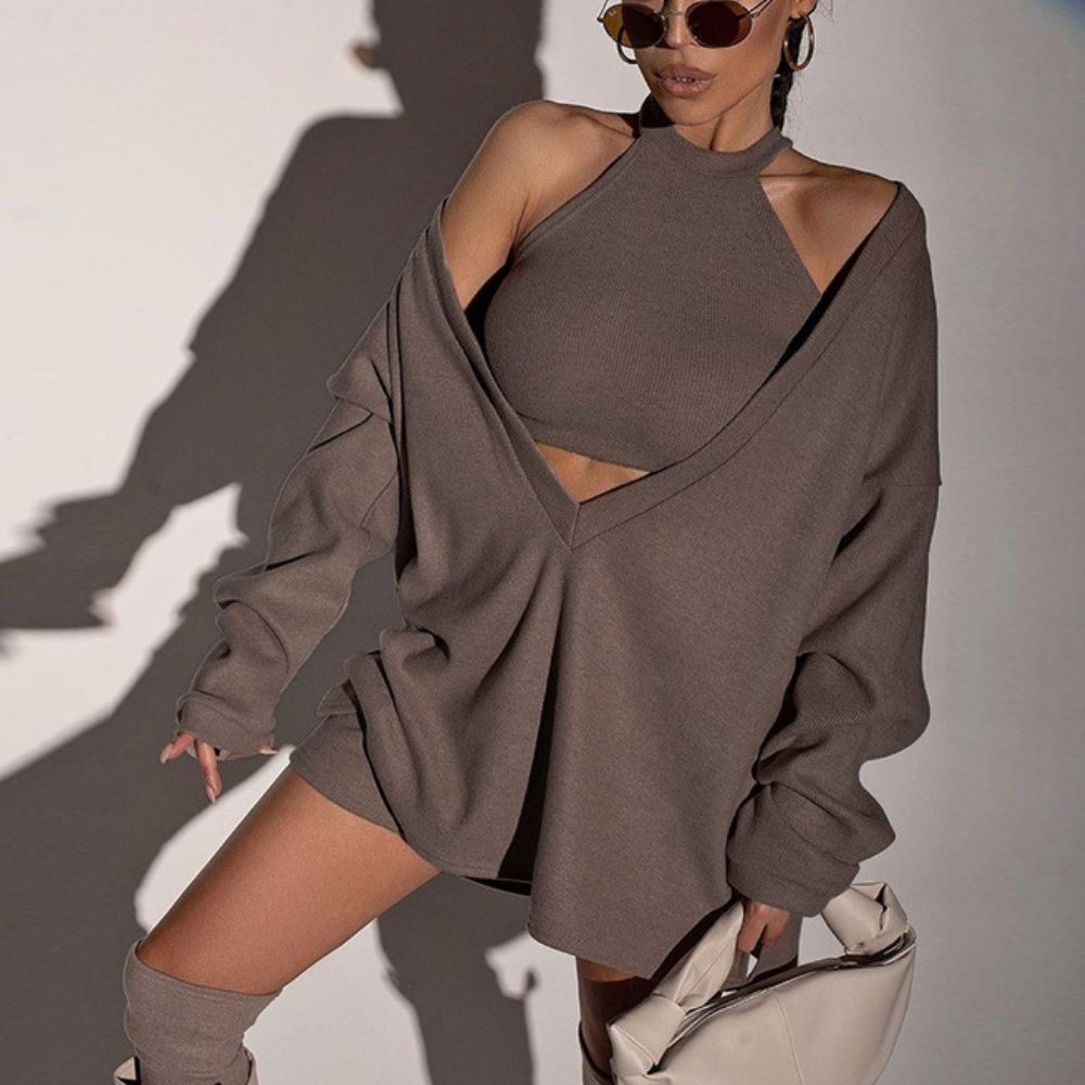 Ruched Cotton Two Piece Set