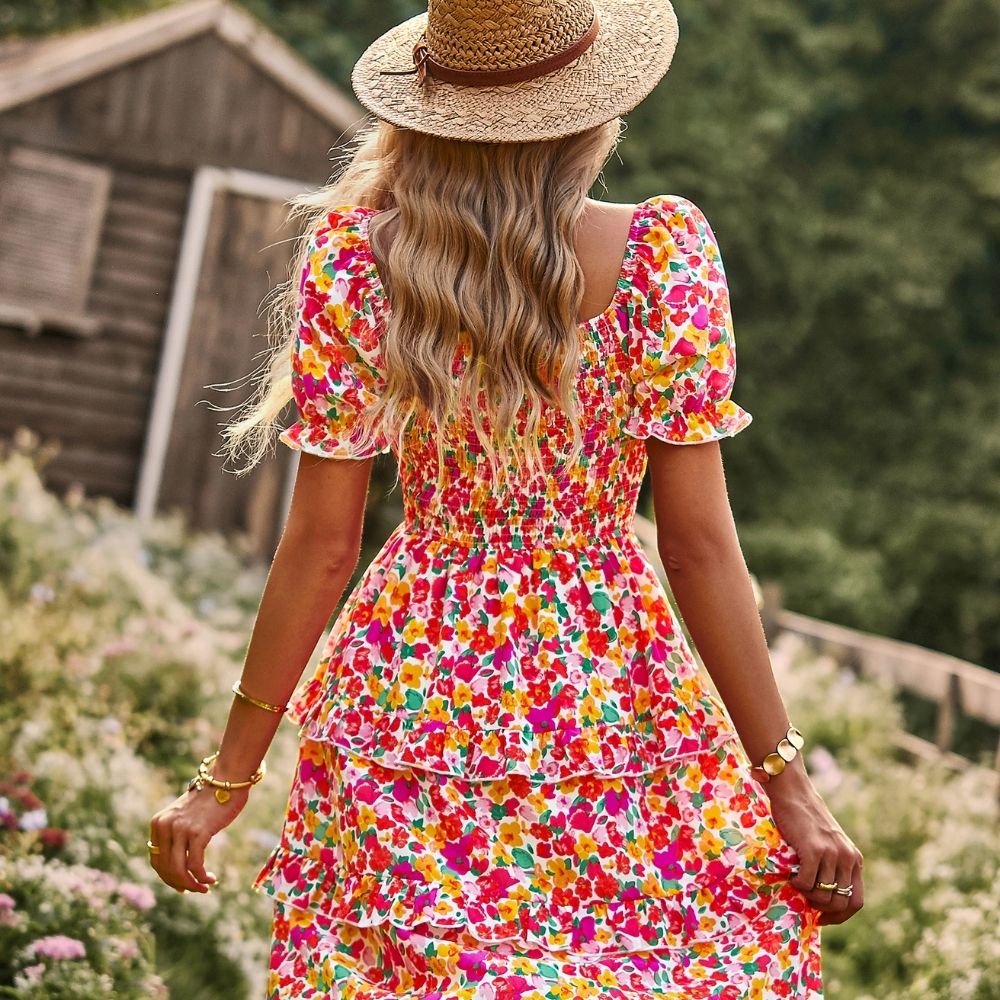 French Style Romantic Floral Print Dress