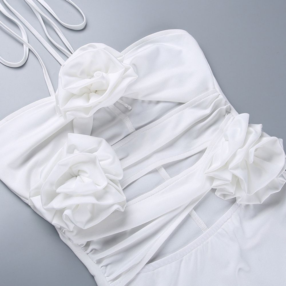 Hollowed Out Slim Shrink Pleate dress