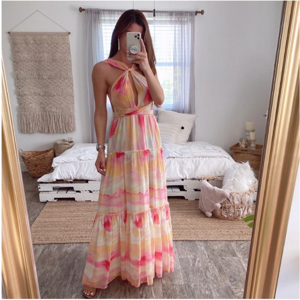 Fashion Beach Backless Thin Long Dress