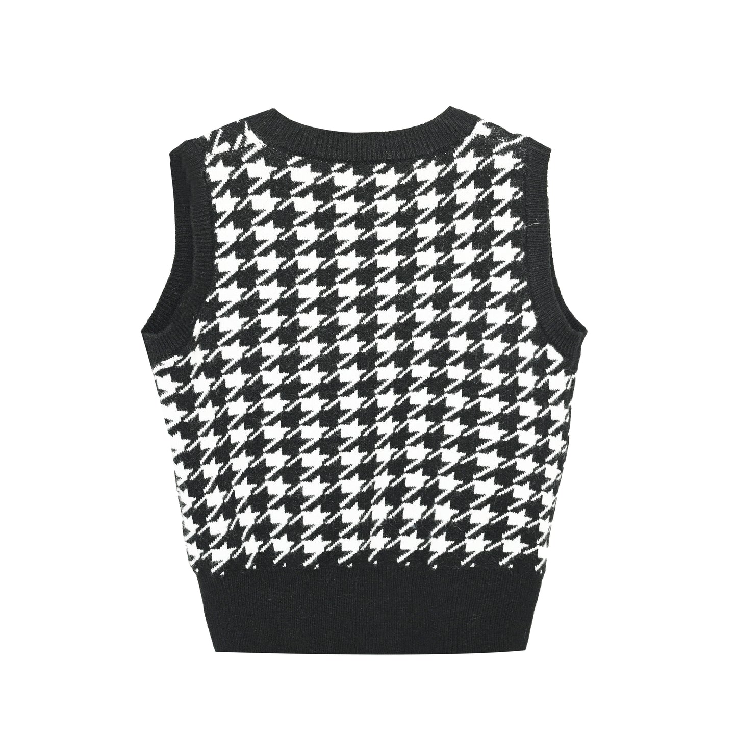 V-Neck Houndstooth Vest Without Undershirt