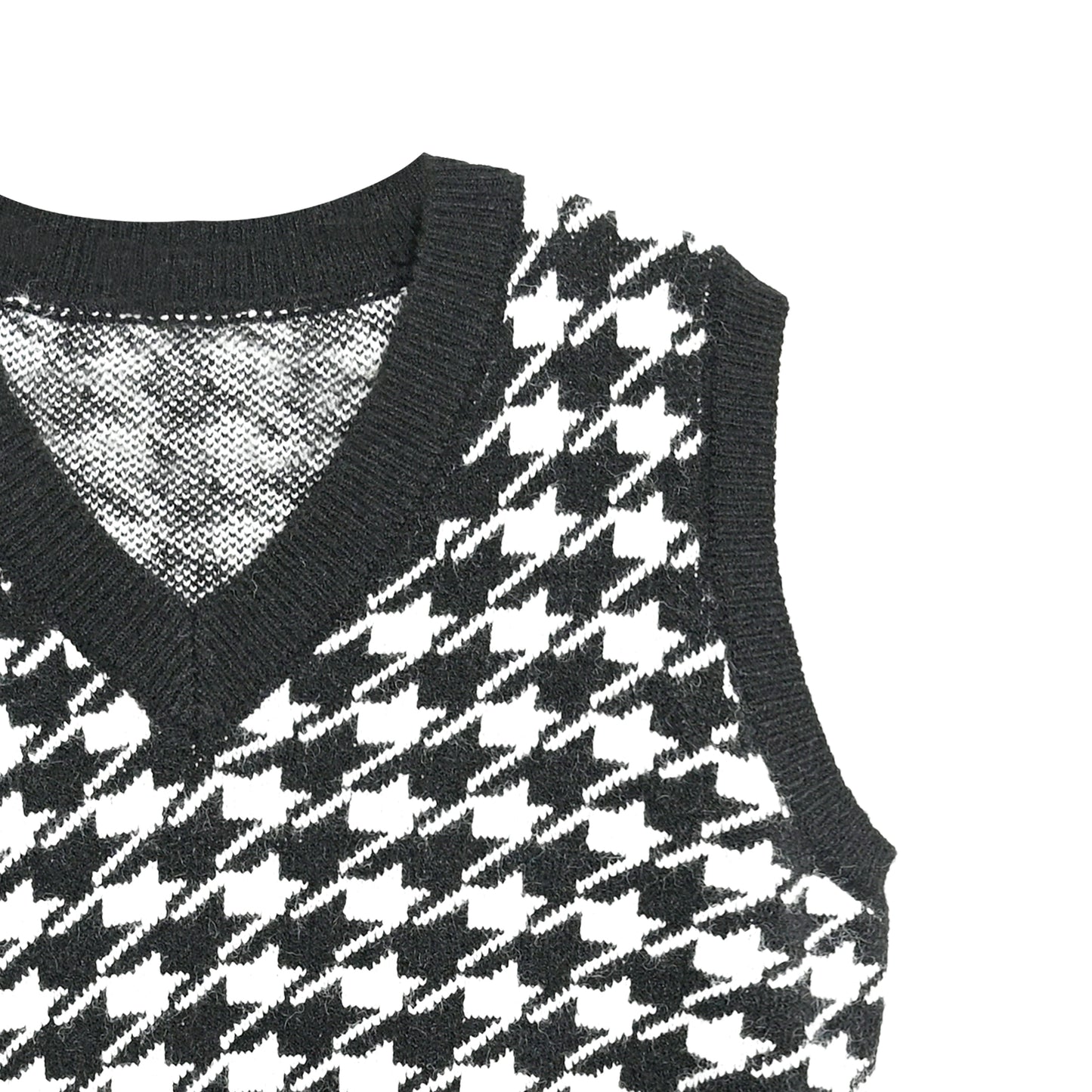 V-Neck Houndstooth Vest Without Undershirt