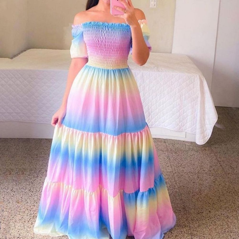 One Shoulder Dress Casual Floral Print Dress