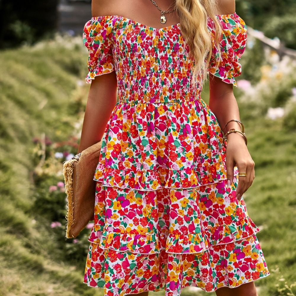 French Style Romantic Floral Print Dress