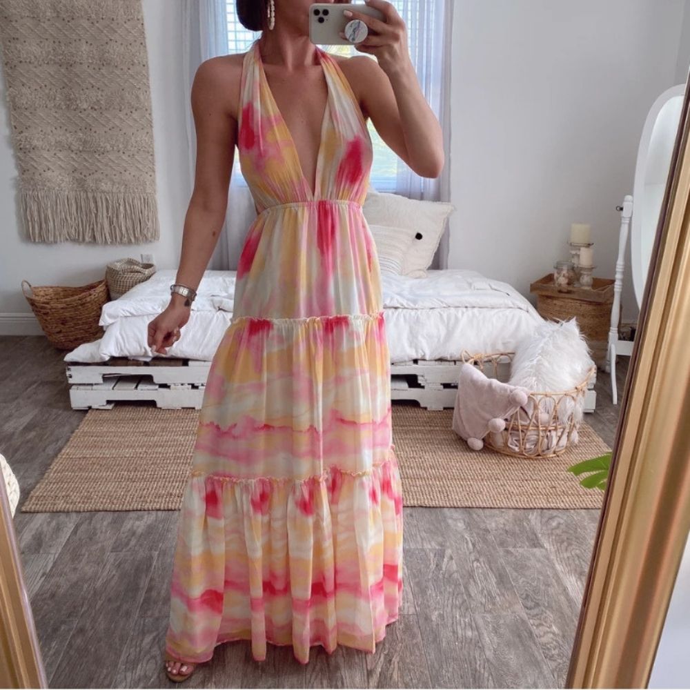 Fashion Beach Backless Thin Long Dress