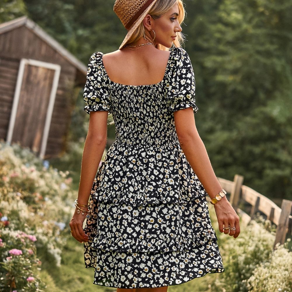 French Style Romantic Floral Print Dress