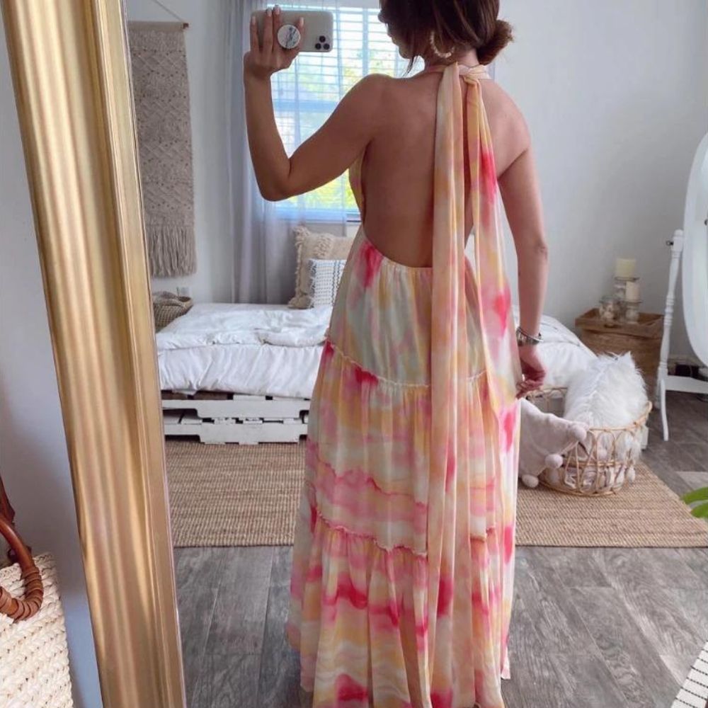 Fashion Beach Backless Thin Long Dress
