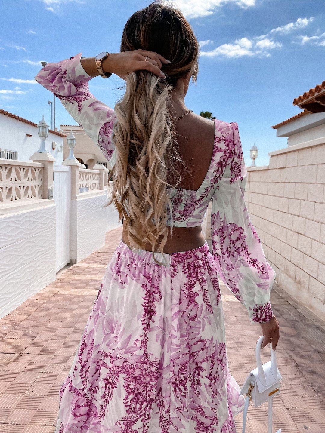 Boho Print Long Backless Dress
