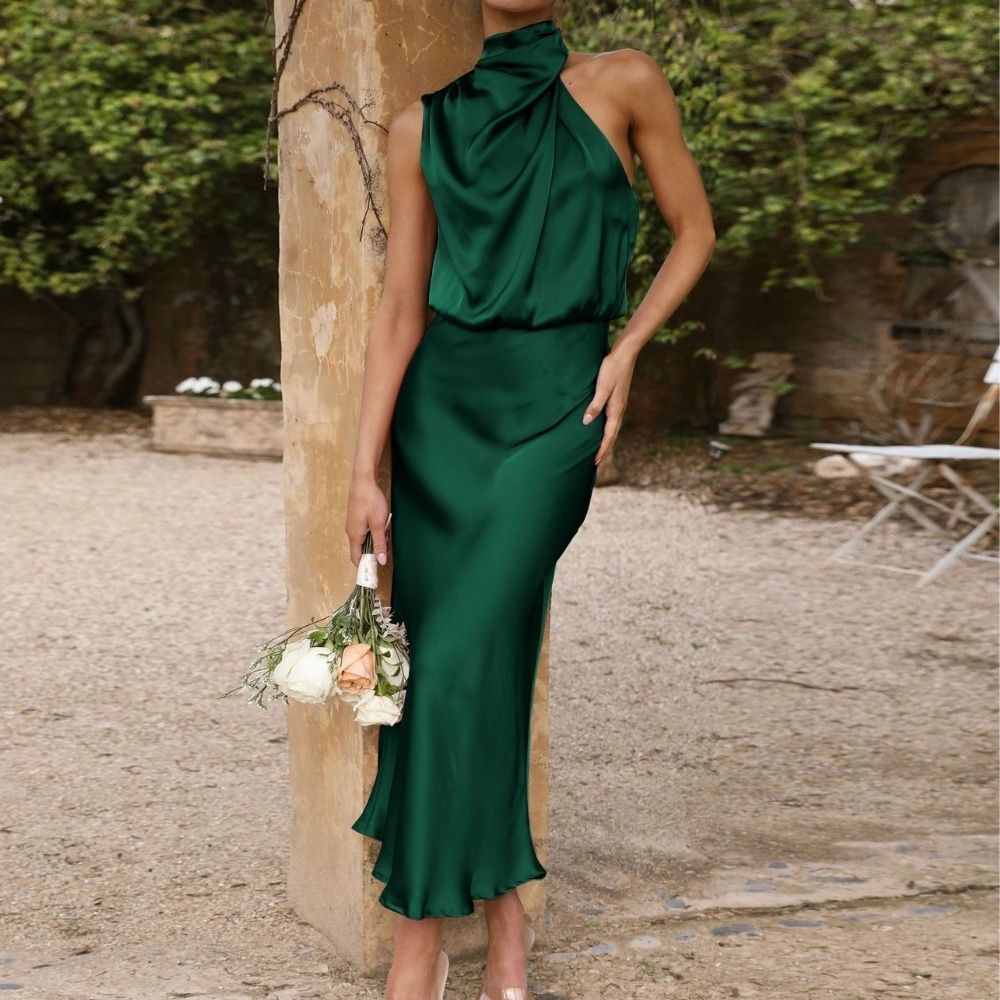 Stain high neck maxi dress
