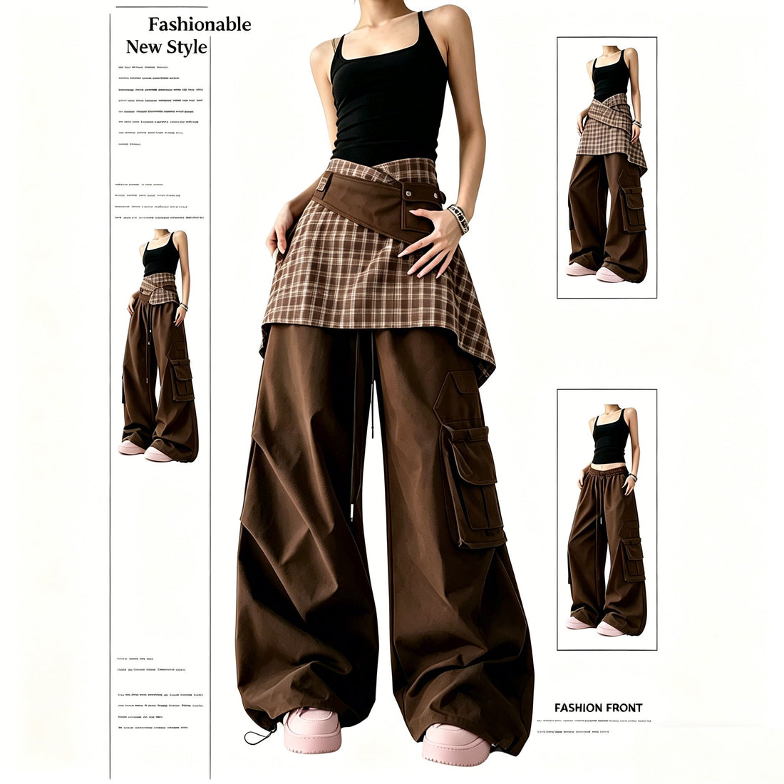Maillard-Style Skirt-Overlay Cargo Pants: The Ultimate Streetwear Staple