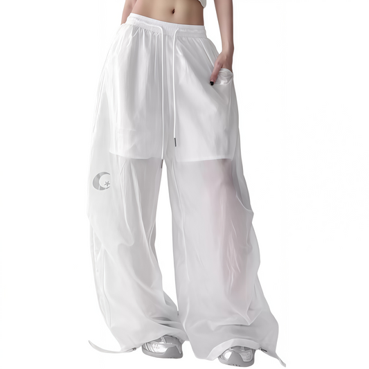 The Ultimate Summer Cargo Pants: Sheer Moon Star Wide Leg Trousers