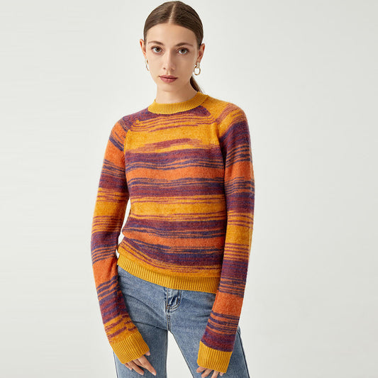 Mohair Modern Rainbow Stripe Knit Sweater