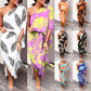 One Shoulder Maxi Dresses for Women 2025 Vacation Print Asymmetrical Flowy Boho Beach Wedding Guest Dresses
