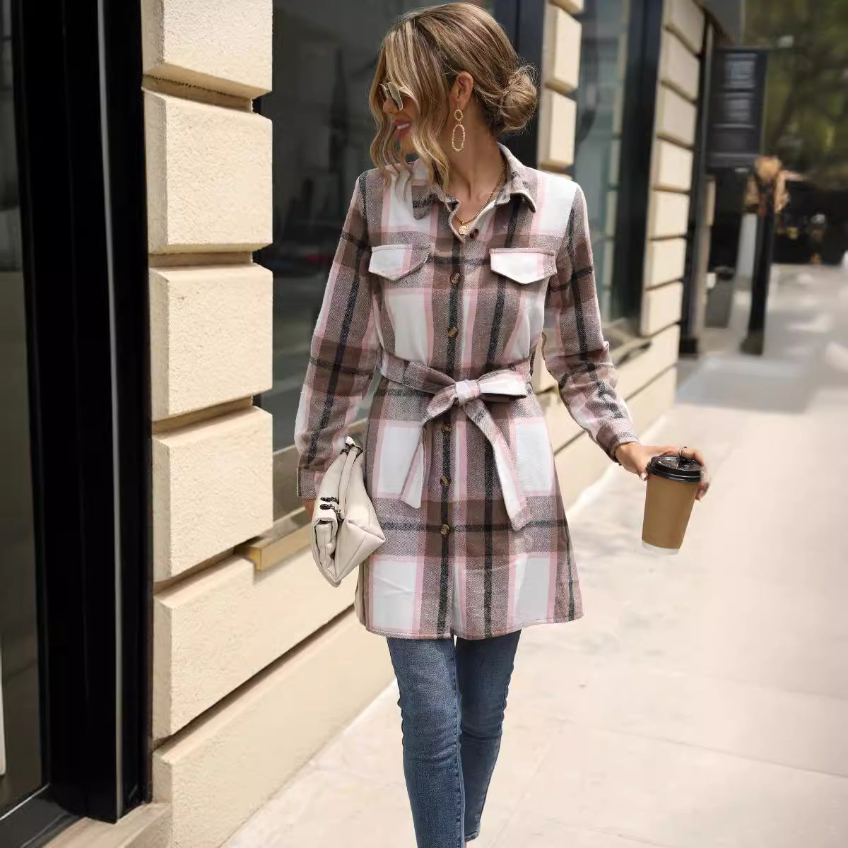 Fall and Winter Elegant Striped Plaid Dress