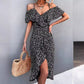 2025 Women's Summer Floral Maxi Dress with Lotus Leaf Sleeves, Sexy Backless Design with Slit - Perfect for Effortless Elegance