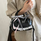 Y2K PU Leather Handbags: Sweet Lace & Bowknot Kawaii Shoulder Bag for Women