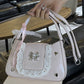 Sweet Spring - Summer PU Leather Handbags: Y2K Lace - Trimmed Bowknot Underarm Bags for Women