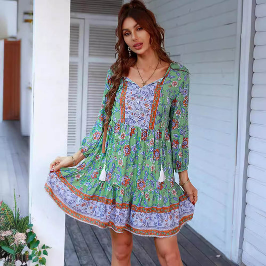 Boho Vacation Style Dress Short Skirt