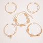 5 PCS Exquisite Bohemian Ocean - Inspired Bracelet Set for Women: Summer - Ready Stackable Pearl, Seashell, and Starfish Layered Bracelets with Adjustable Design for a Tropical Vibe