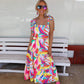 Colorful Casual Summer Dress for Women 2025 Vacation Sling Square - Neck Beach Dress