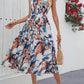 Women's Bohemian Beach Skirt Lotus Leaf Sleeve V-neck Dress for Trendy Beach Vacations 2025 Summer & Seashell Starfish Bracelet