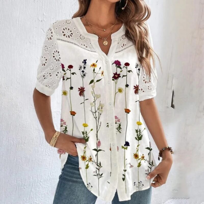 Buttoned lapel short-sleeved shirt