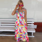 Colorful Casual Summer Dress for Women 2025 Vacation Sling Square - Neck Beach Dress