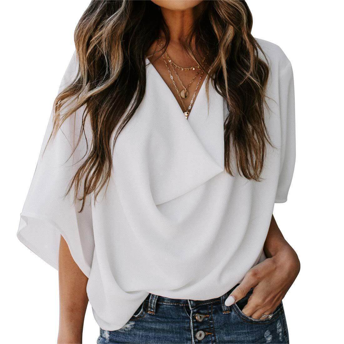 Chiffon loose v-neck blouse