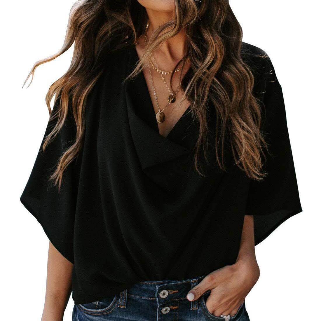 Chiffon loose v-neck blouse