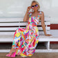 Colorful Casual Summer Dress for Women 2025 Vacation Sling Square - Neck Beach Dress