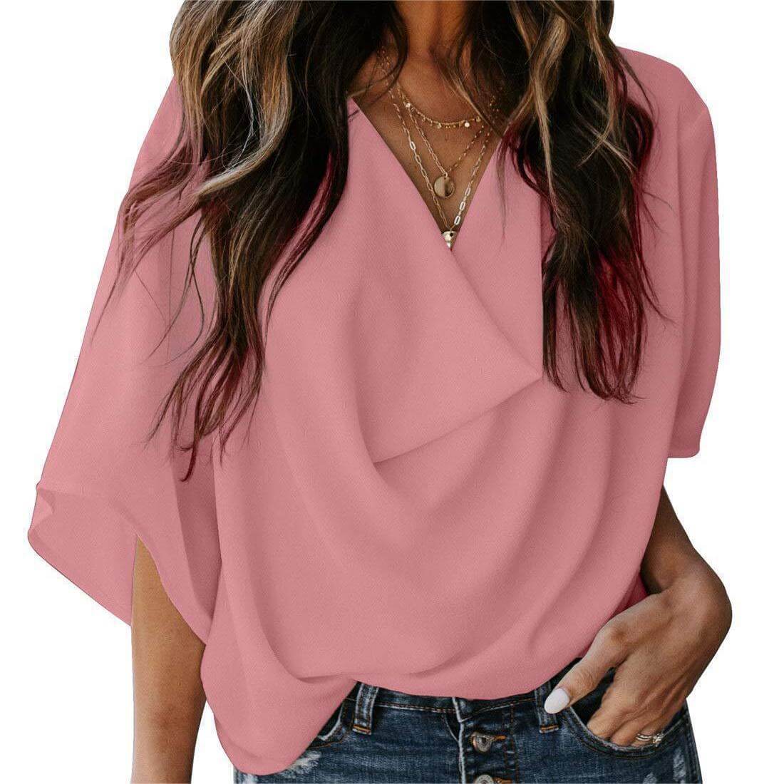 Chiffon loose v-neck blouse