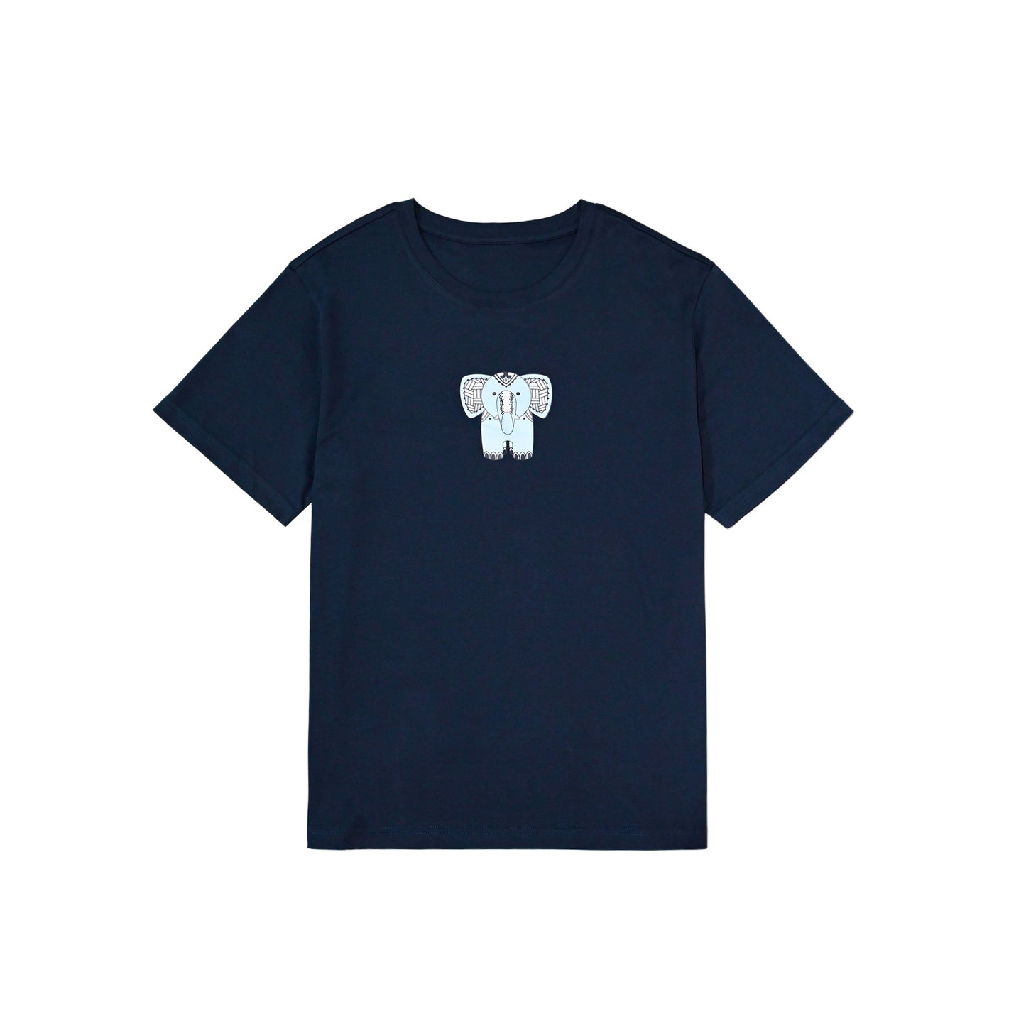 REINAREA Navy Blue Regular Fit Short-Sleeve T-Shirt for Women College Style Casual Top