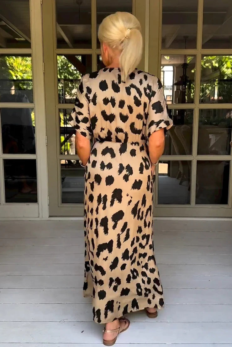 Wild Leopard V-Neck Maxi Dress