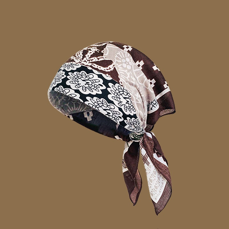 REINAREA Women’s European and American Style Head Scarf - Lightweight, Breathable Head Wrapping Silk Scarf & Triangle Scarf【057】